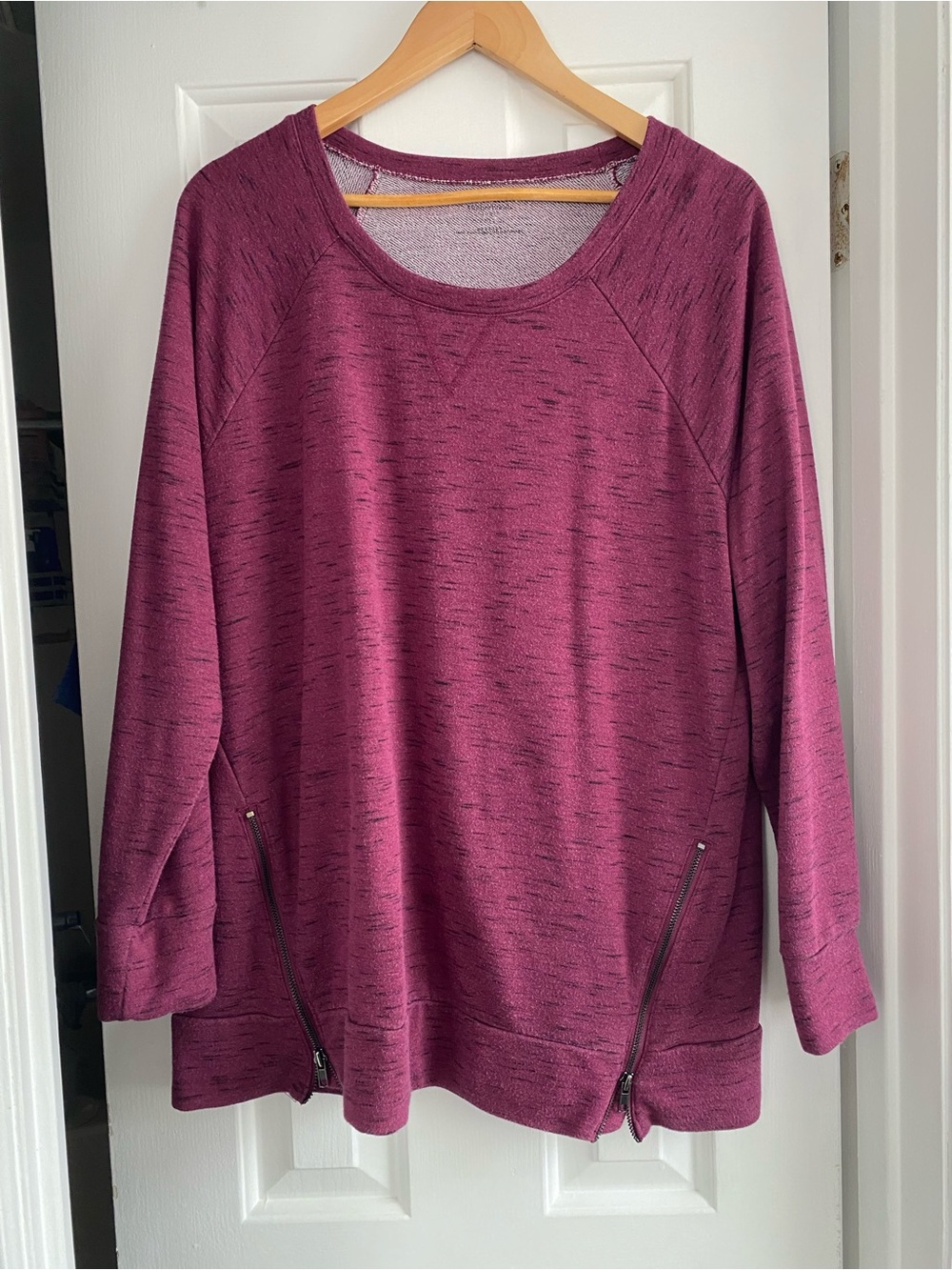 Motherhood Maternity Heathered Wine Zip Pocket Pullover